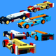 Ford-45 (Briscoe, Westbrook, Hand; black with white fin), Gulf-12 (Mueller, Priaulx, Blaney), and Penske-44 (Chilton, Logano, Larson, pale yellow with red front fenders)